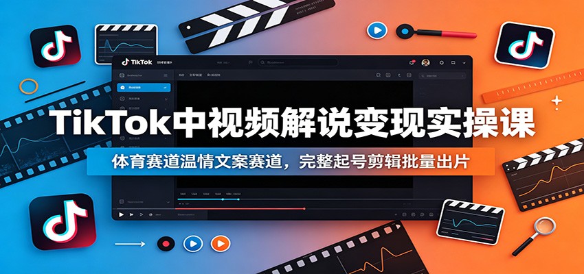 TikTok中视频解说变现实操课：体育赛道温情文案赛道，完整起号剪辑批量出片-知享资源网