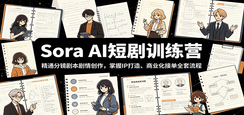 Sora AI短剧训练营：精通分镜剧本剧情创作，掌握IP打造、商业化接单全套流程-知享资源网