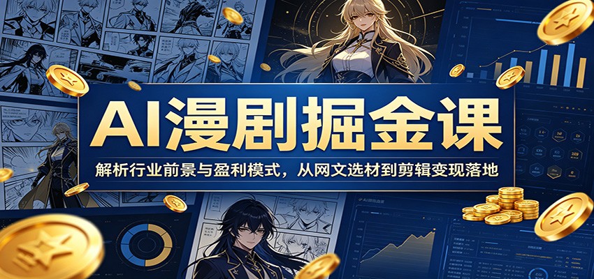 AI漫剧掘金课：解析行业前景与盈利模式，从网文选材到剪辑变现落地-知享资源网