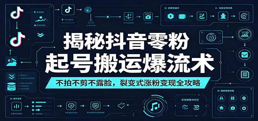 揭秘抖音零粉起号搬运爆流术：不拍不剪不露脸，裂变式涨粉变现全攻略-知享资源网