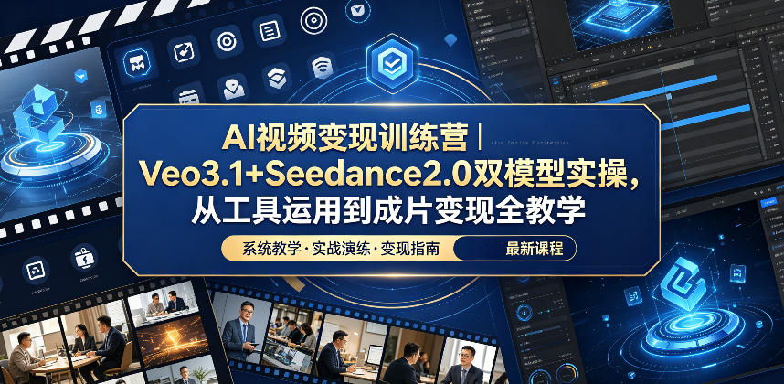 AI视频变现训练营|Veo3.1+Seedance2.0双模型实操,从工具运用到成片变现全教学-知享资源网