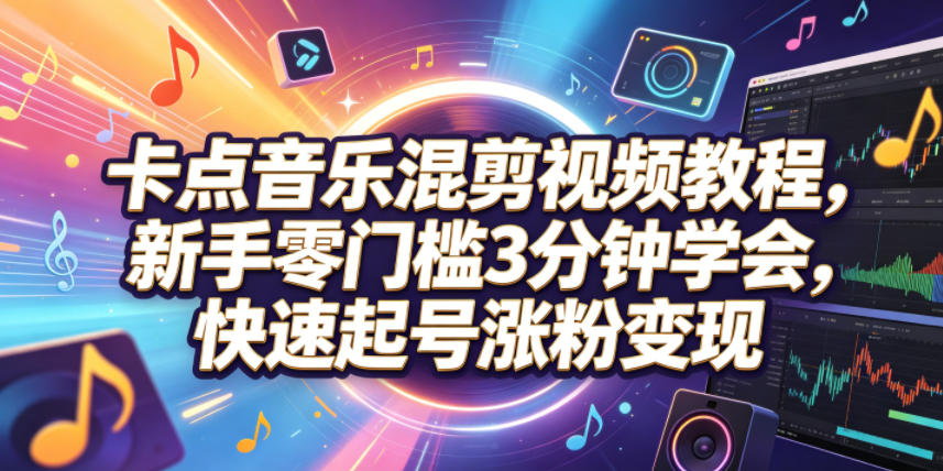卡点音乐混剪视频教程，新手零门槛3分钟学会，快速起号涨粉变现-知享资源网