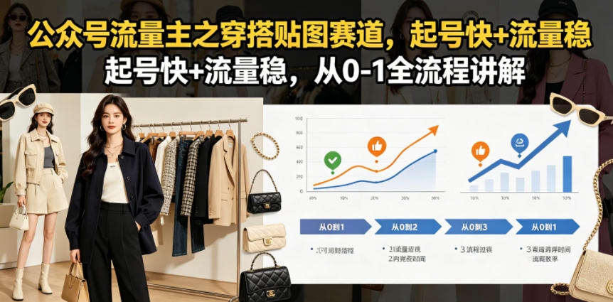 公众号流量主之穿搭贴图赛道，起号快+流量稳，从0-1全流程讲解-知享资源网