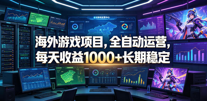 海外游戏项目，全自动运营，每天收益1000+长期稳定【揭秘】-知享资源网