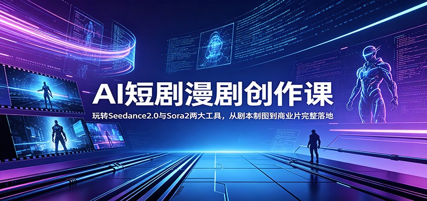 AI短剧漫剧创作课：玩转Seedance2.0与 Sora2两大工具，从剧本制图到商业片完整落地-知享资源网