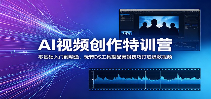 AI视频创作特训营：零基础入门到精通，玩转DS工具搭配剪辑技巧打造爆款视频-知享资源网