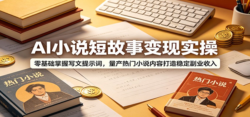 AI小说短故事变现实操：零基础掌握写文提示词，量产热门小说内容打造稳定副业收入-知享资源网