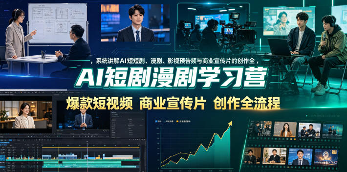 AI短剧漫剧学习营，系统讲解AI短剧、漫剧、影视预告片、爆款短视频与商业宣传片的创作全流程-知享资源网