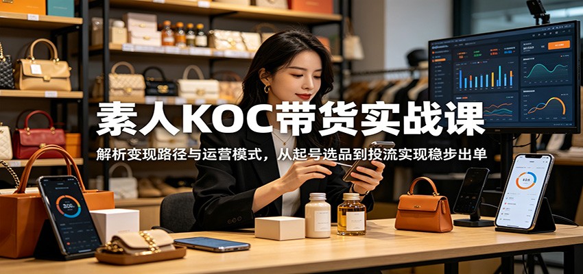 素人KOC带货实战课：解析变现路径与运营模式，从起号选品到投流实现稳步出单-知享资源网