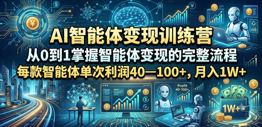 AI智能体变现训练营，从0到1掌握智能体变现的完整流程，每款智能体单次利润40—100+，月入1W+-知享资源网