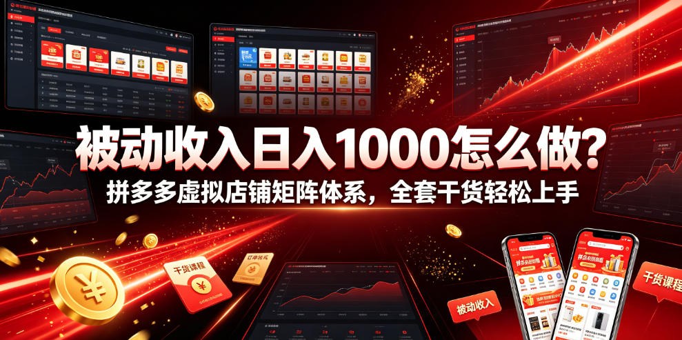 被动收入日入1000怎么做？拼多多虚拟店铺矩阵体系，全套干货轻松上手【揭秘】-知享资源网