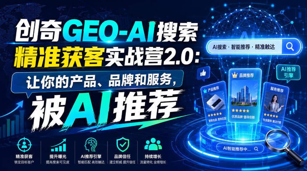 创奇GEO-AI搜索精准获客实战营2.0：让你的产品、品牌和服务，被AI推荐-知享资源网