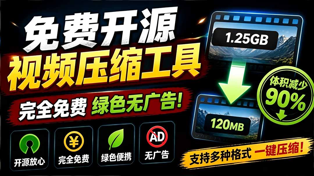 （19495期）Github开源视频压缩瘦身工具，轻松压缩90%，并保持画质清晰，完全免费绿色无广告！VideoSlim-知享资源网