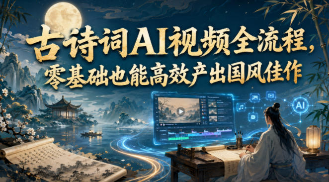 古诗词AI视频全流程，零基础也能高效产出国风佳作-知享资源网