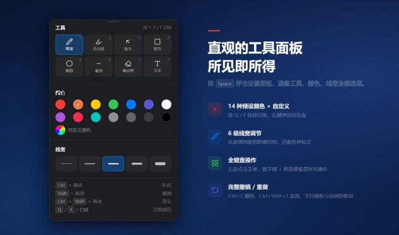 图片[2]-开源轻量级屏幕标注工具，1.4MB实现电脑全屏变自由画布！支持8种标注工具和全键盘操控MarkerOn-知享资源网