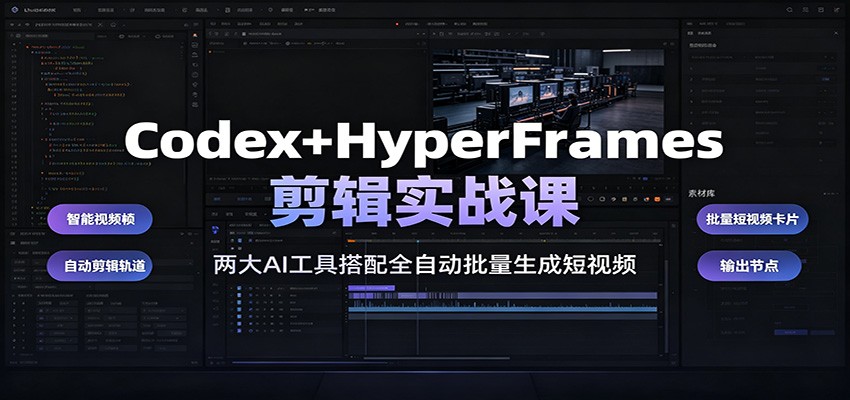 Codex+HyperFrames剪辑实战课：两大AI工具搭配全自动批量生成短视频-知享资源网