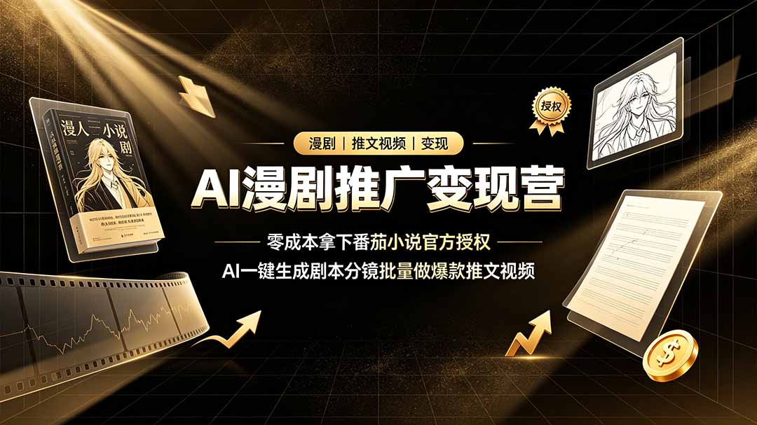 （19193期）AI漫剧推广变现营，零成本拿下番茄小说官方授权，AI一键生成剧本分镜批量做爆款推文视频-知享资源网