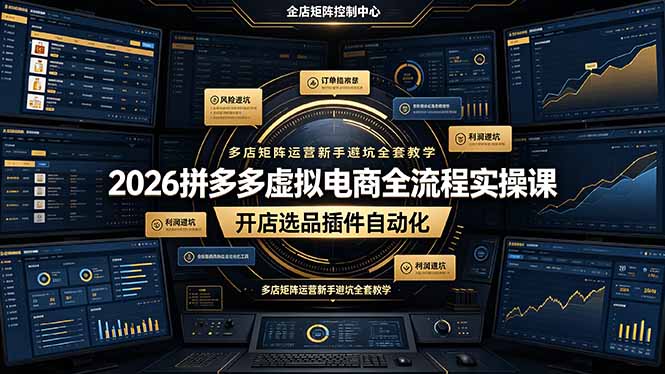 （19136期）2026拼多多虚拟电商全流程实操课，开店选品插件自动化，多店矩阵运营新手避坑全套教学-知享资源网