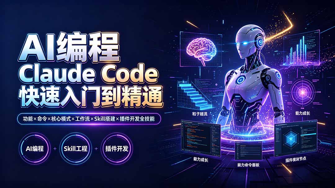（19306期）AI编程 Claude Code快速入门到精通：功能×命令×核心模式×工作流×Skill搭建×插件开发全技能-知享资源网