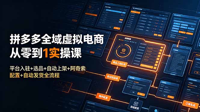 （19139期）拼多多全域虚拟电商从零到1实操课：平台入驻+选品+自动上架+阿奇索配置+自动发货全流程-知享资源网
