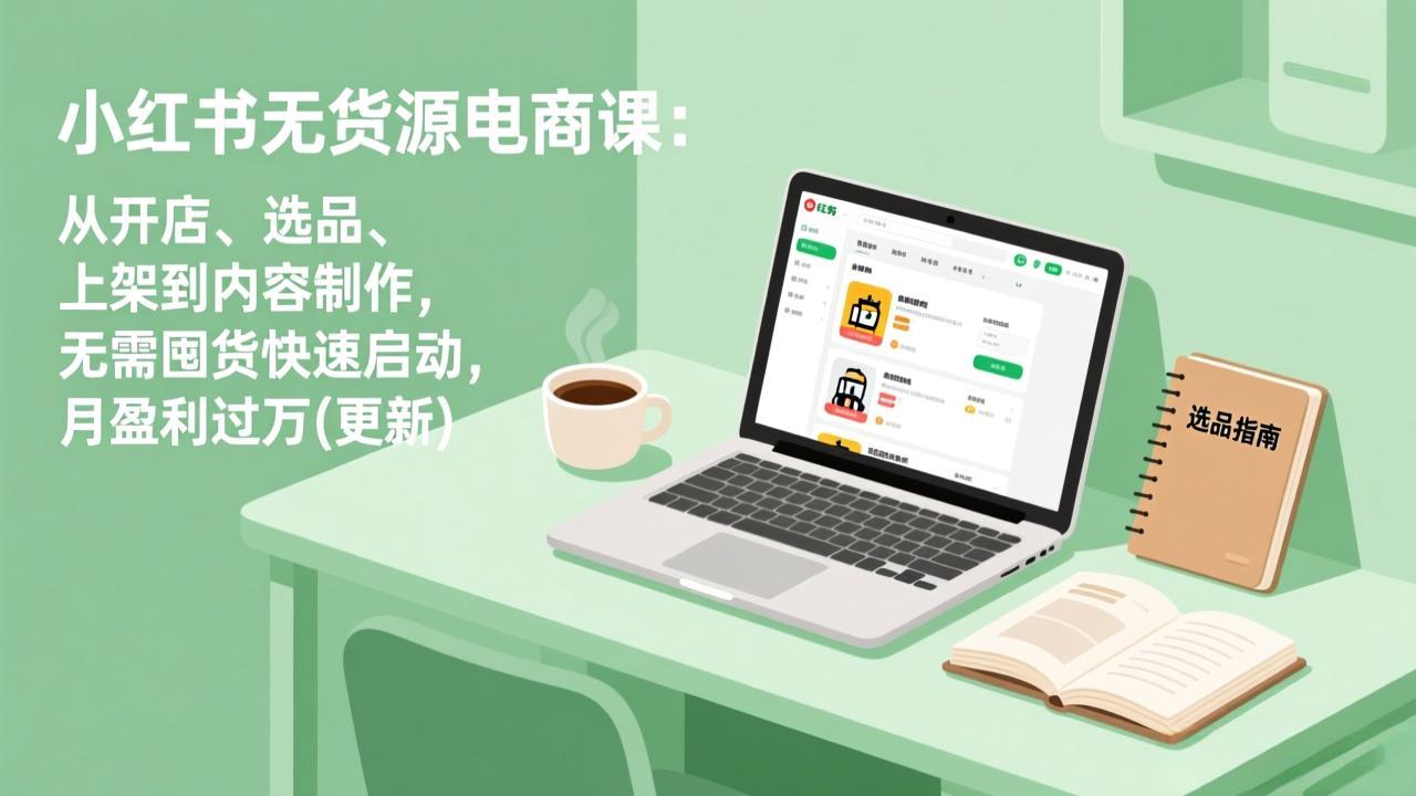 （19512期）小红书无货源电商课(7月更新)：从开店、选品、上架到内容制作，无需囤货快速启动，月盈利过万-知享资源网