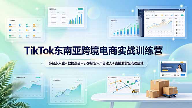 （19155期）TikTok东南亚跨境电商实战训练营：多站点入驻+数据选品+ERP铺货+广告达人+直播发货全流程落地-知享资源网
