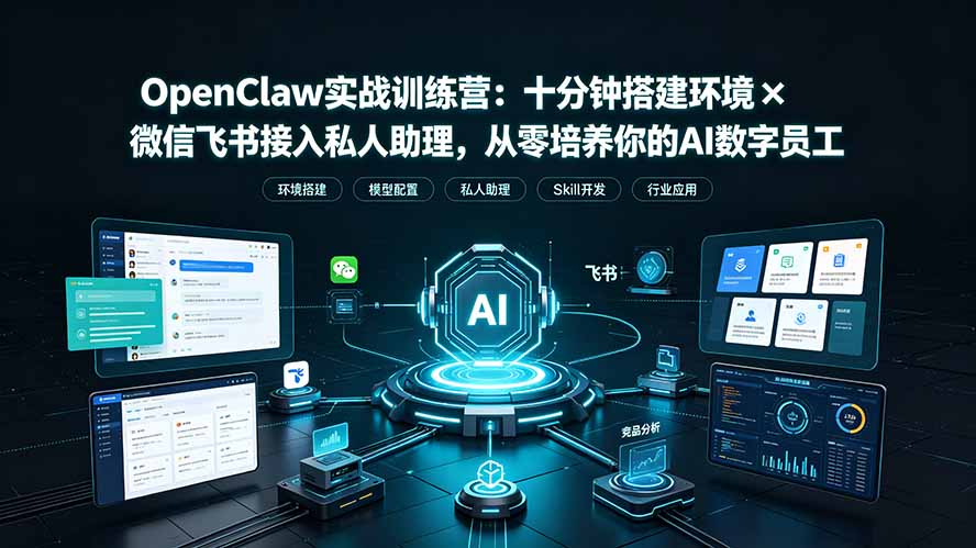 （19287期）OpenClaw实战特训营：十分钟搭建环境×微信飞书接入私人助理，从零培养你的AI数字员工-知享资源网