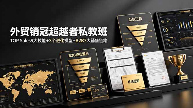 （19156期）外贸销冠超越者私教班：TOP Sales9大技能+3个进化模型+B2B7大销售链路，系统进阶-知享资源网