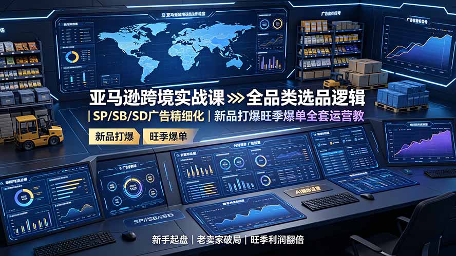 （19352期）亚马逊跨境实战课：全品类选品逻辑｜SP/SB/SD广告精细化｜新品打爆旺季爆单全套运营教程-知享资源网