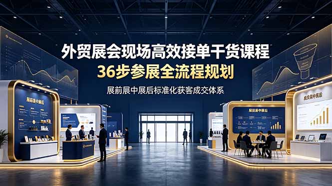 （19157期）外贸展会现场高效接单干货课程，36步参展全流程规划，展前展中展后标准化获客成交体系-知享资源网