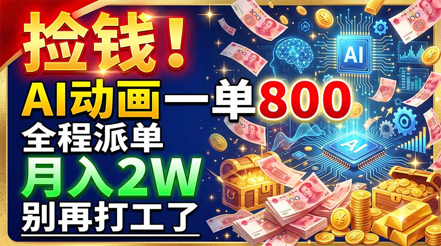 （19330期）捡钱！AI动画一单800，全程派单，月入2W，别再打工了-知享资源网
