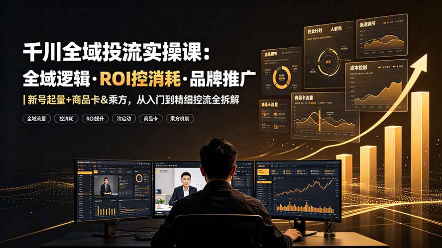 （19249期）千川全域投流实操课：全域逻辑·ROI控消耗·品牌推广｜新号起量+商品卡&乘方，从入门到精细控流全拆解-知享资源网