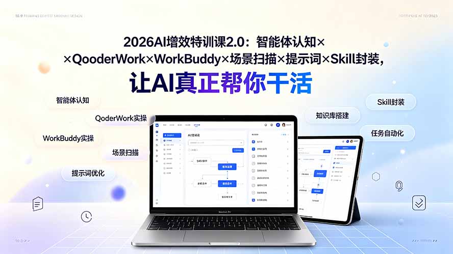 （19368期）2026AI增效特训课2.0：智能体认知×QoderWork×WorkBuddy×场景扫描×提示词×Skill封装，让AI真正帮你干活-知享资源网