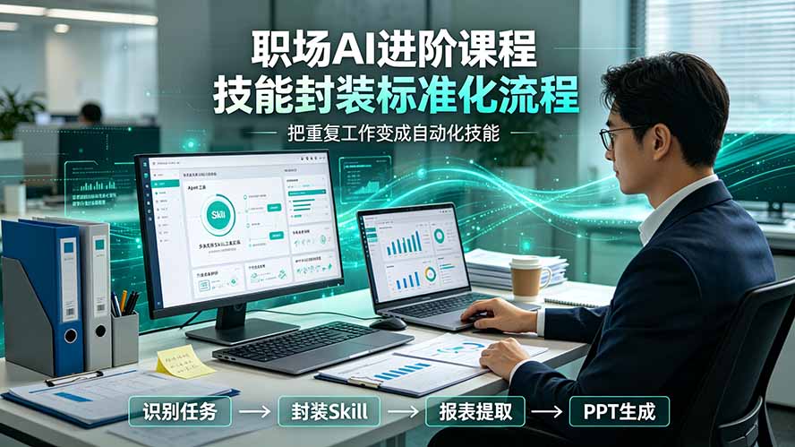 （19369期）职场AI进阶课程；多类实用Skill工具实操，专属技能封装标准化流程，报表行业报告一键提取核心内容-知享资源网