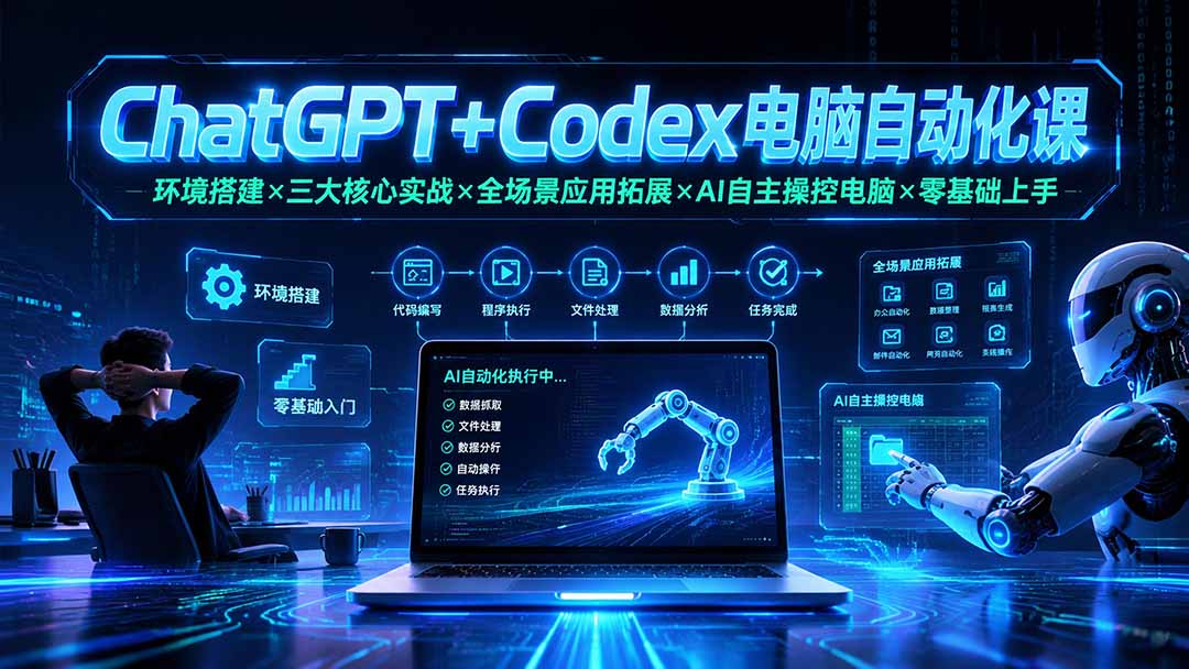 (19583期)ChatGPT+Codex电脑自动化课:环境搭建×三大核心实战×全场景应用拓展×AI自主操控电脑×零基础上手-知享资源网
