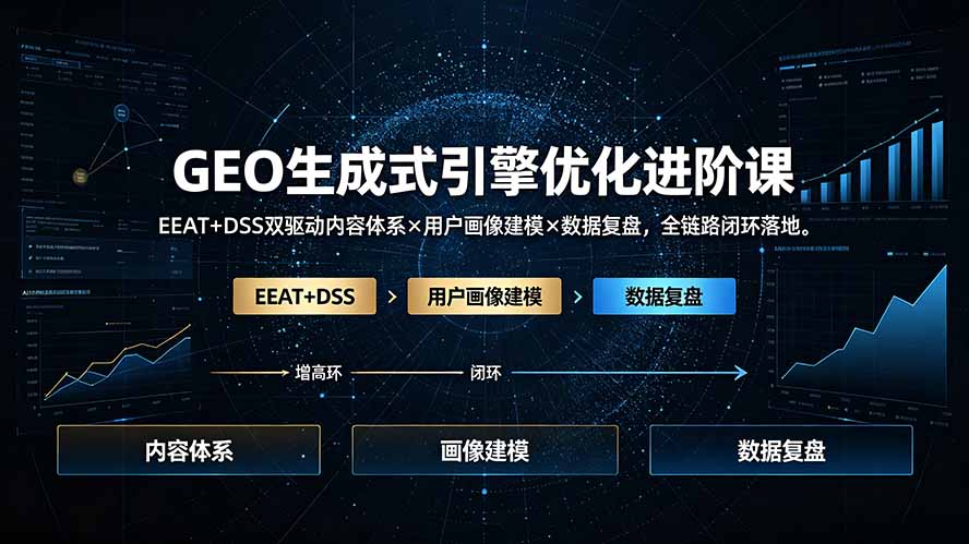 （19269期）GEO生成式引擎优化进阶课：EEAT+DSS双驱动内容体系×用户画像建模×数据复盘，全链路闭环落地-知享资源网