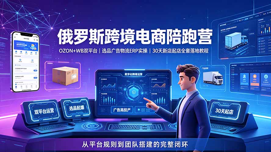 （19371期）2026俄罗斯跨境电商陪跑营：OZON+WB双平台｜选品广告物流ERP实操｜30天新店起店全套落地教程-知享资源网