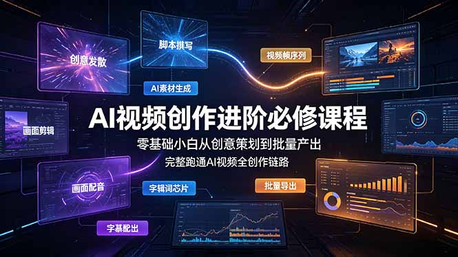 （19159期）AI视频创作进阶必修课程：零基础小白从创意策划到批量产出，完整跑通AI视频全创作链路-知享资源网