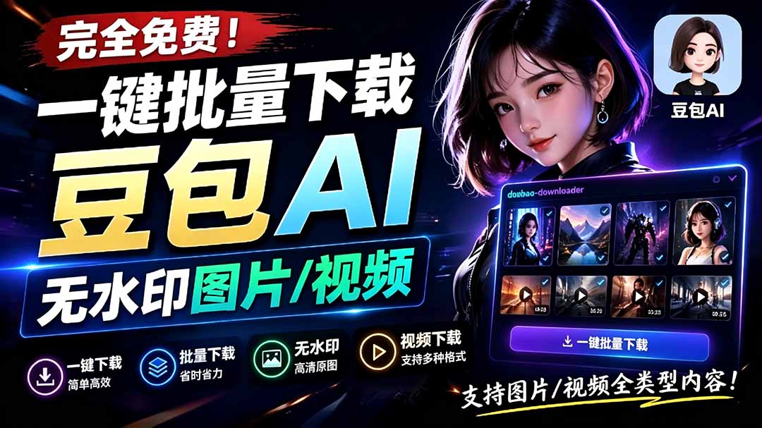 （19355期）Github最新发布！一键批量下载豆包AI无水印图片/视频，简单易用，自动解析提示词，doubao-downloader-知享资源网