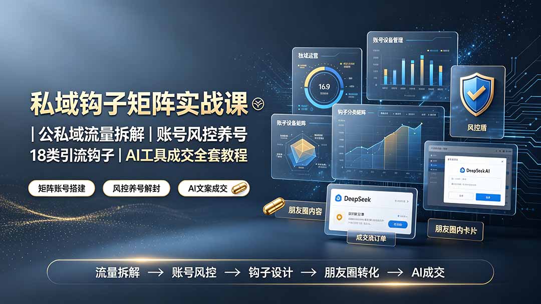 （19321期）私域钩子矩阵实战课〓公私域流量拆解｜账号风控养号｜18类引流钩子｜AI工具成交全套教程-知享资源网