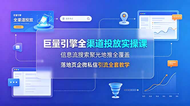 （19181期）巨量引擎全渠道投放实操课，信息流搜索聚光地推全覆盖，落地页企微私信引流全套教学-知享资源网