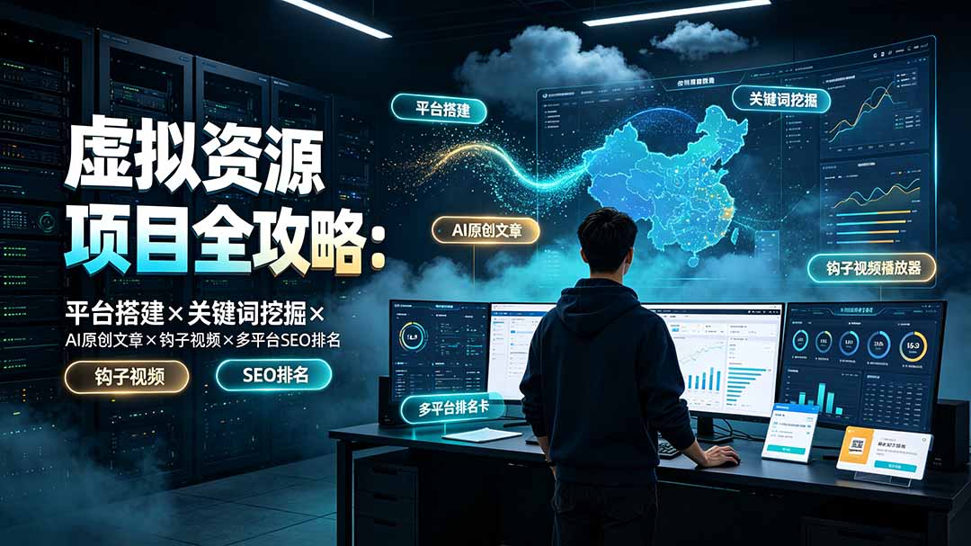 （19322期）虚拟资源项目全攻略：平台搭建×关键词挖掘×AI原创文章×钩子视频×多平台SEO排名-知享资源网