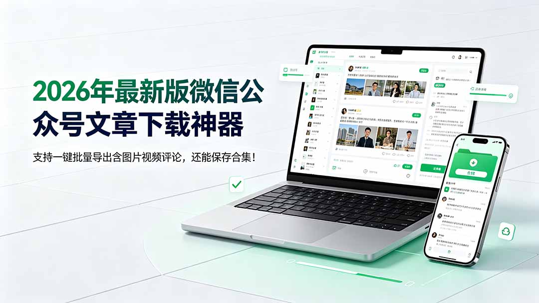 （19486期）2026年最新版微信公众号文章下载神器，支持一键批量导出含图片视频评论，还能保存合集！-知享资源网