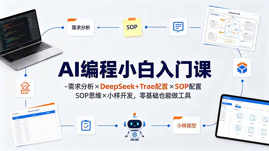 （19539期）AI编程小白入门课-需求分析×DeepSeek+Trae配置×SOP思维×小样开发，零基础也能做工具-知享资源网