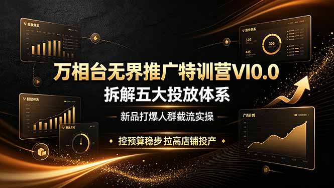（19184期）万相台无界推广特训营VI0.0，拆解五大投放体系，新品打爆人群截流实操，控预算稳步拉高店铺投产-知享资源网