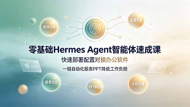 （19156期）零基础Hermes Agent智能体速成课，快速部署配置对接办公软件；一键自动化报表PPT降低工作负担-知享资源网