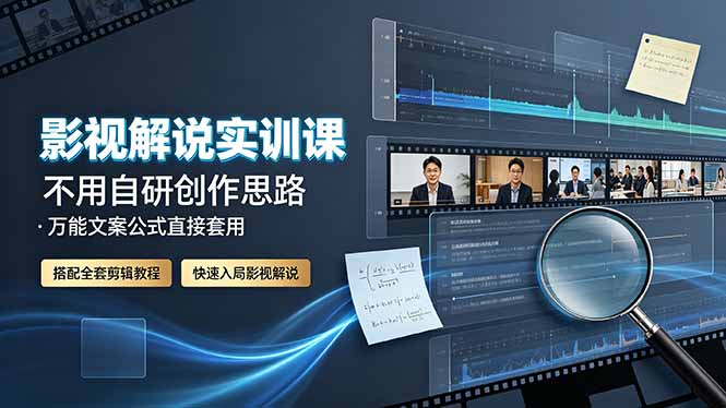 （19183期）影视解说实训课：不用自研创作思路，万能文案公式直接套用，搭配全套剪辑教程，快速入局影视解说-知享资源网