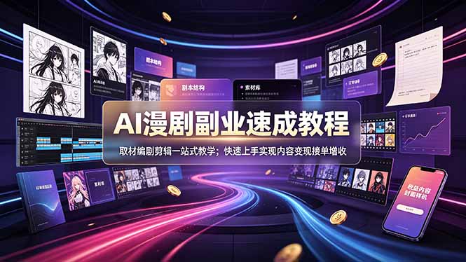 （19157期）AI漫剧副业速成教程，取材编剧剪辑一站式教学；快速上手实现内容变现接单增收-知享资源网