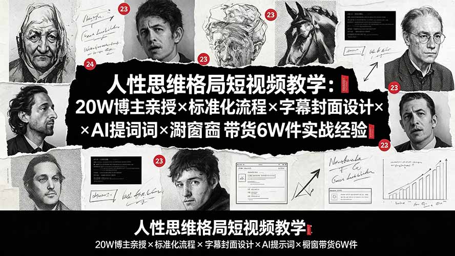 （19538期）人性思维格局短视频教学：20W博主亲授×标准化流程×字幕封面设计×AI提示词×橱窗带货6W件实战经验-知享资源网