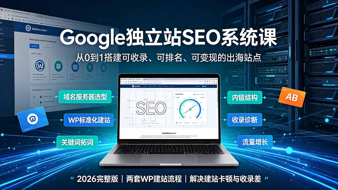 （19426期）Google独立站SEO-7月系统课：出海基建×WordPress建站×AI内容生产×站内外优化×Search Console×AdSense变现-知享资源网